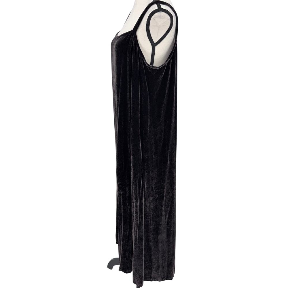 Eileen Fisher Dark Brown Velvet Maxi Slip Dress Quiet Luxury Minimalist Size L - Picture 4 of 12